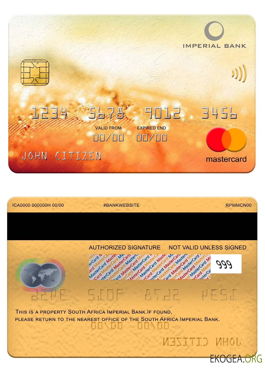 Carte Mastercard de la Banque Impériale d'Afrique du Sud